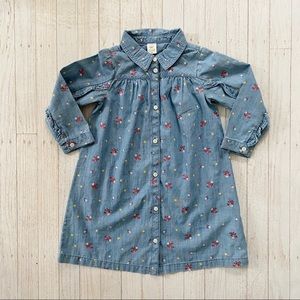 💐GAP Denim Button-Up Floral Prairie Shirt Dress💐